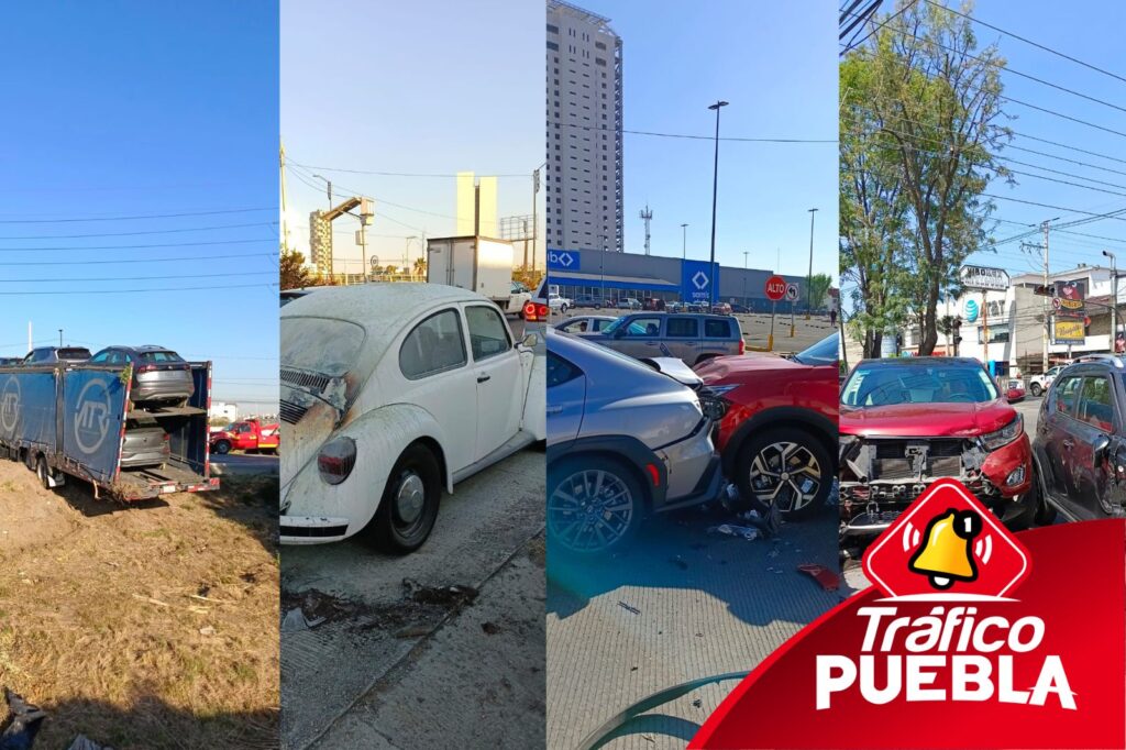 Una serie de percances viales generaron graves daños materiales en la metrópolis, luego de que choques, volcaduras e incendios vehiculares en Puebla.