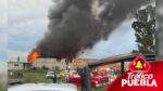  erte incendio en San Bernabé Temoxtitla, en la Carretera Federal Atlixco, arrasó con una bodega e involucró cuatro autotanques de hidrocarburo