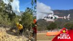 Helicópteros y brigadas luchan contra el fuerte incendio en Libres
