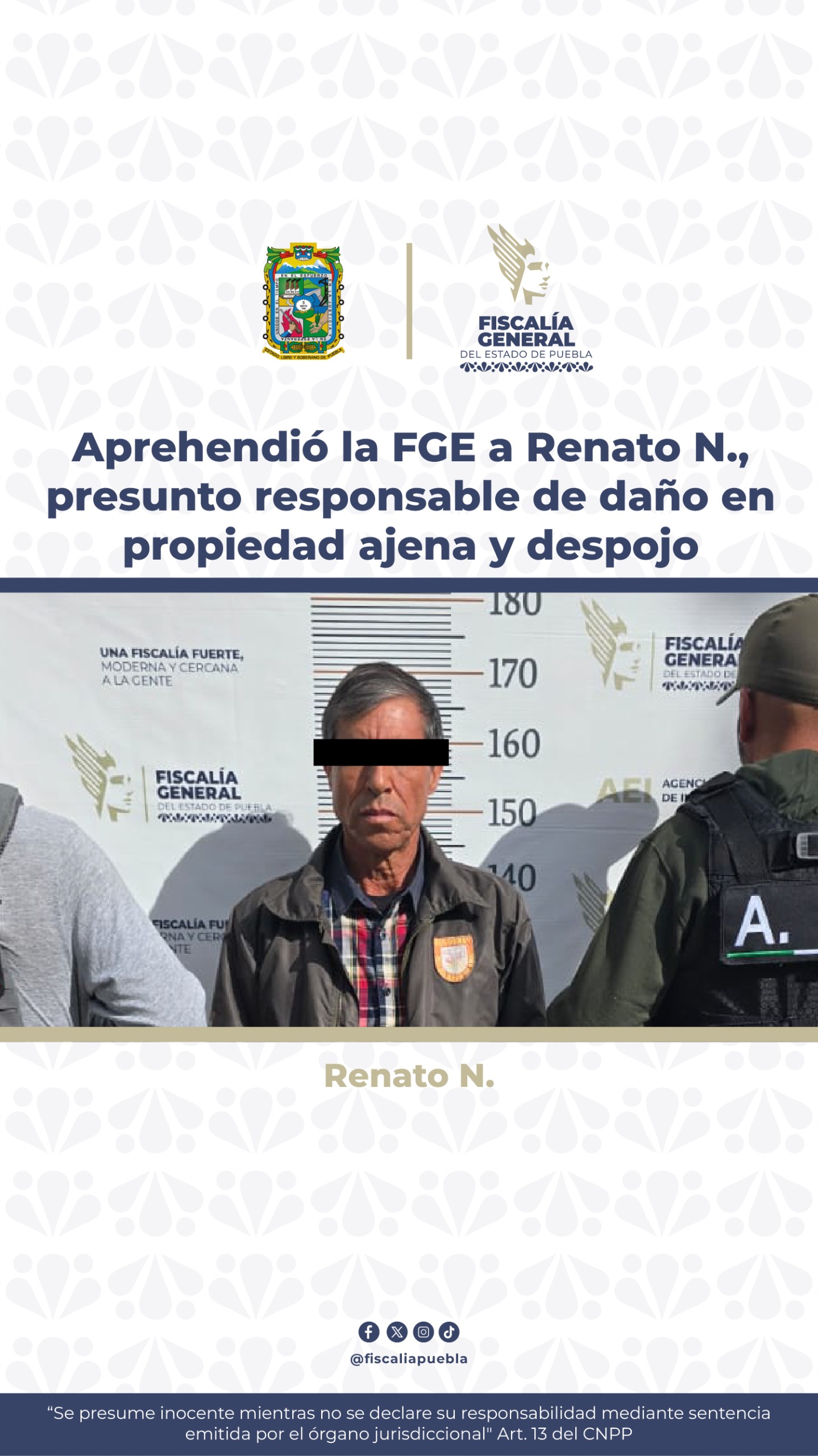 Fiscalía de Puebla detiene a presunto implicado en despojo de predio hidráulico en San Miguel Xoxtla