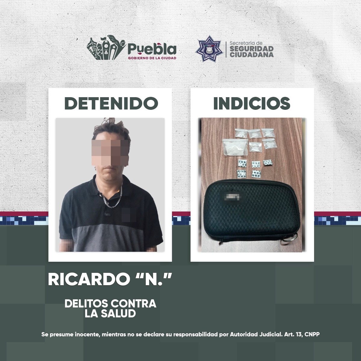 Detienen a dos hombres en Puebla por delitos contra la salud