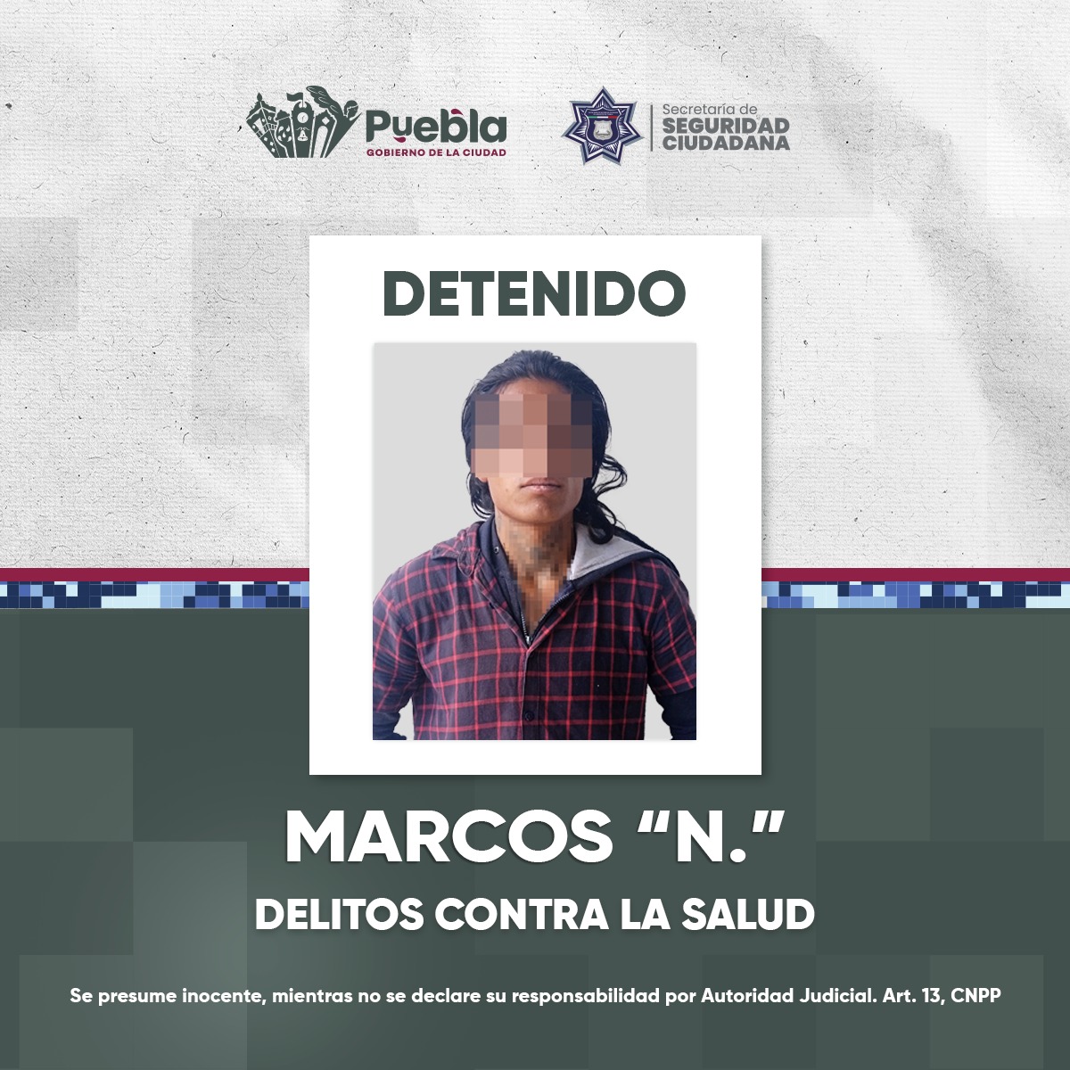Detienen a dos hombres en Puebla por delitos contra la salud