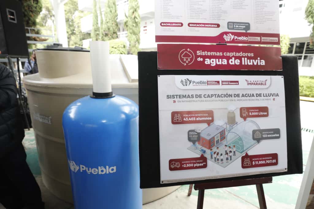 Instalan 123 captadores pluviales en escuelas y mercado de la ciudad para fomentar la sustentabilidad