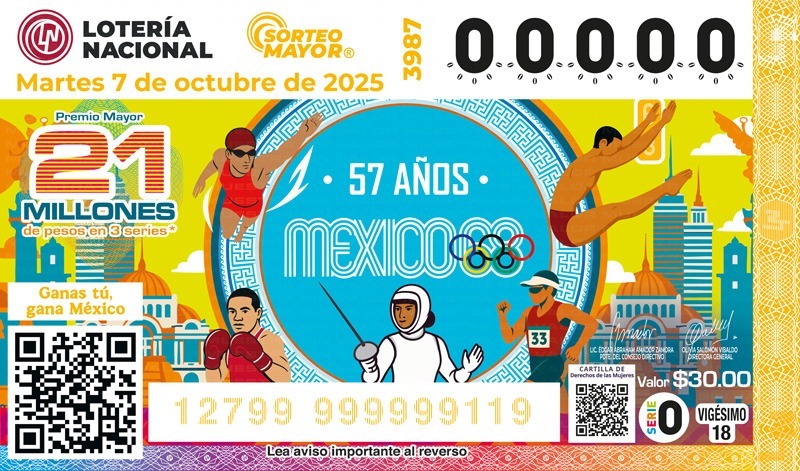 La Lotería Nacional conmemora el 57° aniversario de los Juegos Olímpicos de 1968