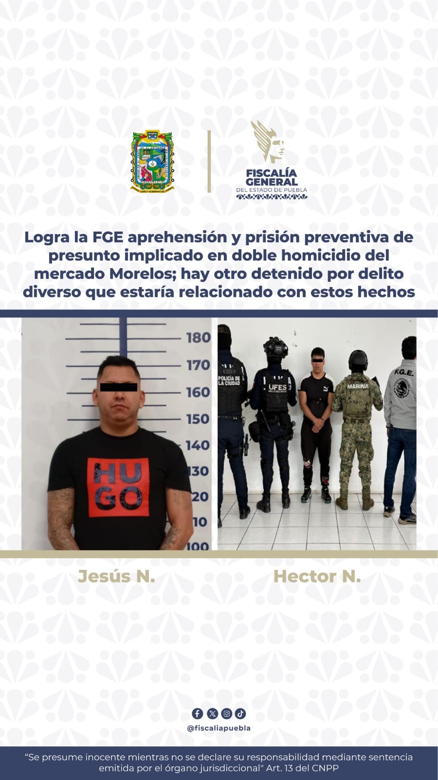 Avanza investigación de doble homicidio del Mercado Morelos; hay dos detenidos