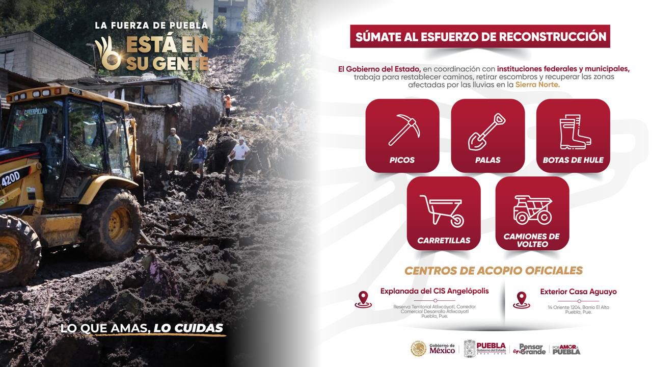 Convocan a 400 voluntarios y apoyo con maquinaria para la Sierra Norte