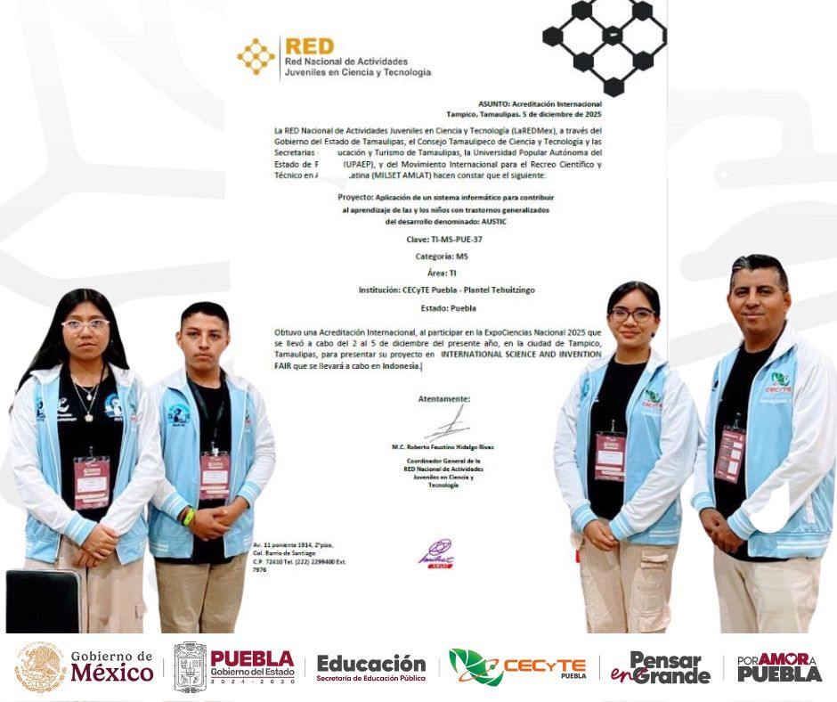 Estudiantes del CECyTE Puebla logran reconocimiento internacional aviso