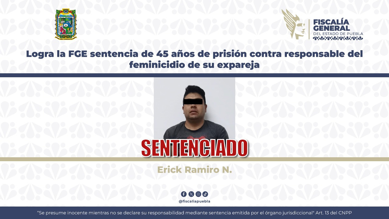 FGE logra 45 años de prisión por feminicidio