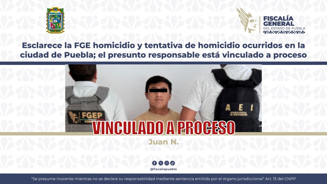 Fiscalía detiene y vincula a probable responsable de homicidio en Puebla