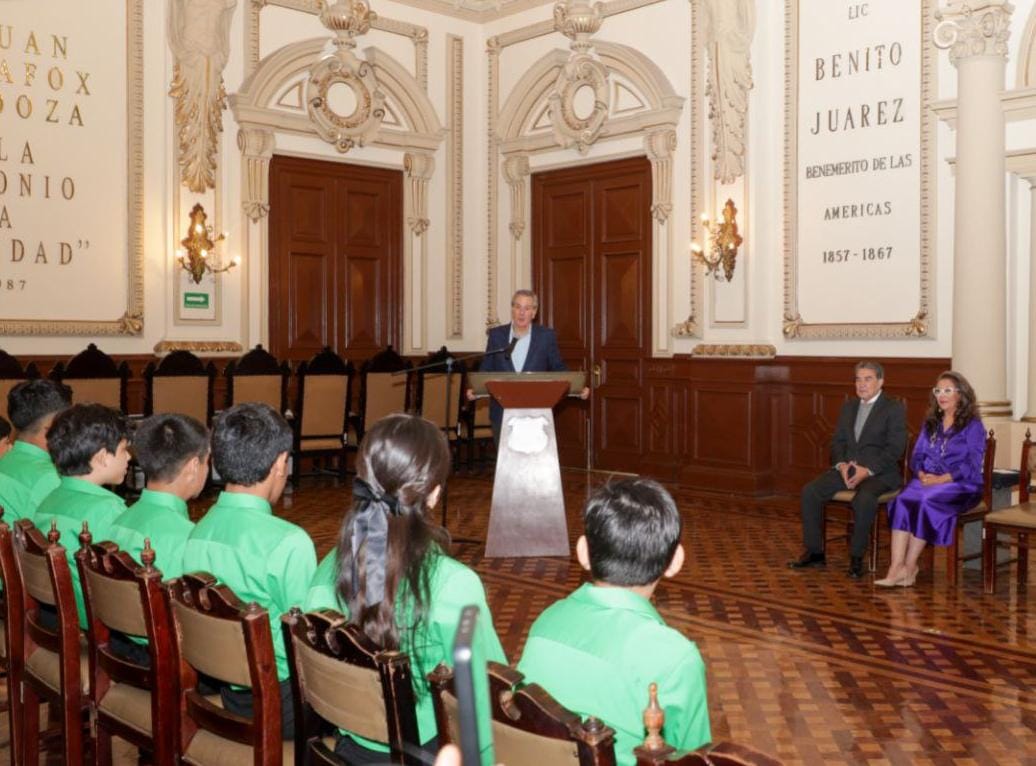 Pepe Chedraui reconoce a los “Niños Calculadora” en Puebla discurso