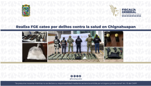 FGE Puebla decomisa arsenal en Chignahuapan