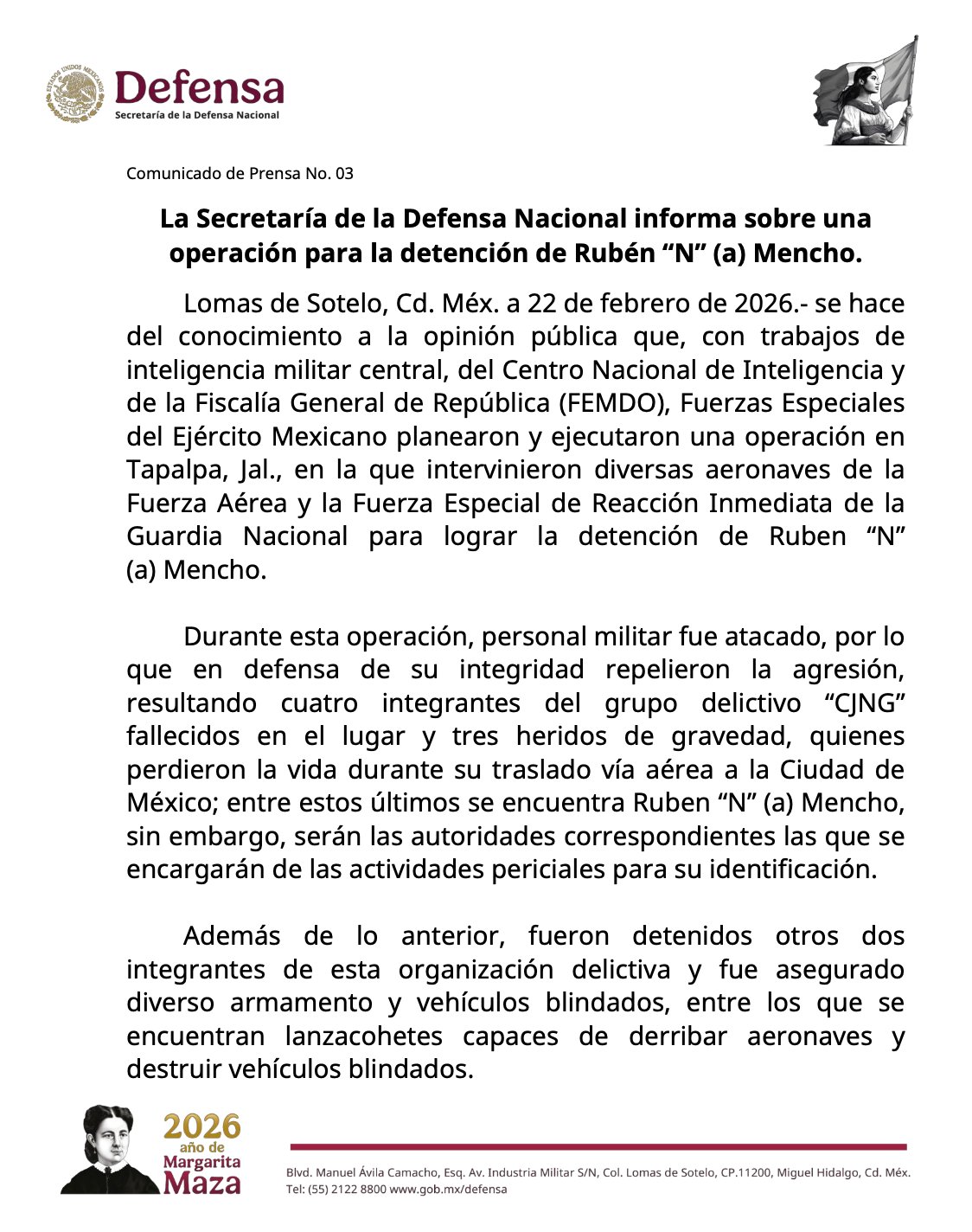 Abaten a presunto líder criminal en Tapalpa “el Mencho”