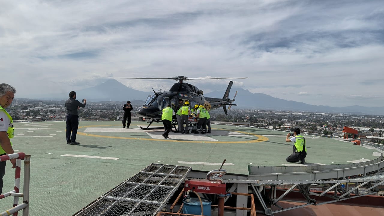 Atención médica oportuna mediante traslado aéreo en Puebla