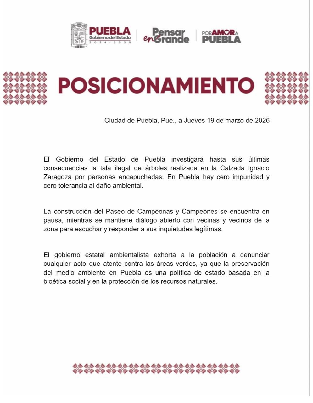 Opositores derrumban arboles en calzada Zaragoza comunicado