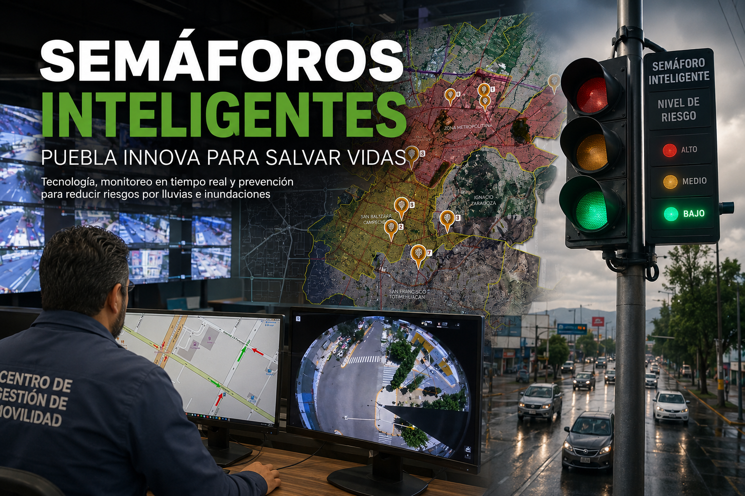 Puebla moderniza semáforos en cruces de alto riesgo