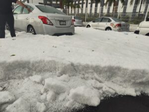 Granizada afecta zona deportiva en los Estadios