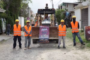 Obra de pavimentación en la colonia Ampliación Constitución Mexicana en Puebla capital
